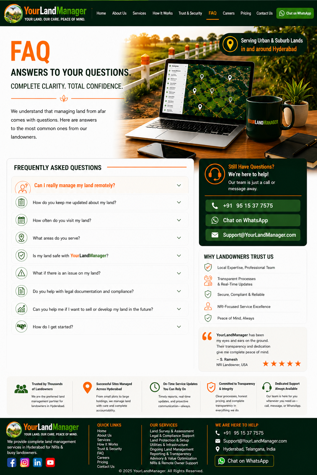 YourLandManager FAQ page