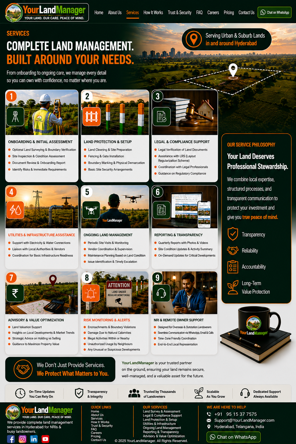 YourLandManager Services page